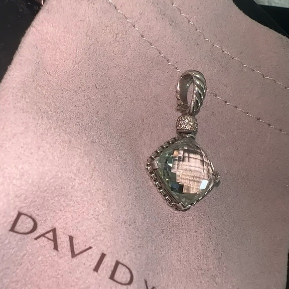 David Yurman Prasiolite Cushion on Point Pendant w/ Diamonds - Picture 10 of 13